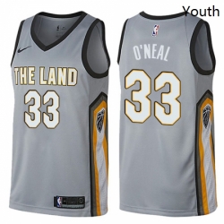 Youth Nike Cleveland Cavaliers 33 Shaquille ONeal Swingman Gray NBA Jersey City Edition