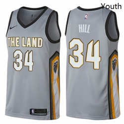 Youth Nike Cleveland Cavaliers 34 Tyrone Hill Swingman Gray NBA Jersey City Edition