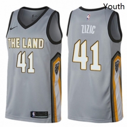 Youth Nike Cleveland Cavaliers 41 Ante Zizic Swingman Gray NBA Jersey City Edition 