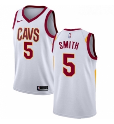 Youth Nike Cleveland Cavaliers 5 JR Smith Authentic White Home NBA Jersey Association Edition