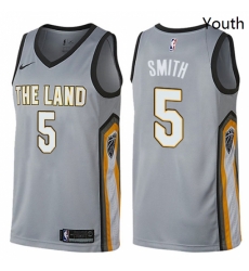Youth Nike Cleveland Cavaliers 5 JR Smith Swingman Gray NBA Jersey City Edition