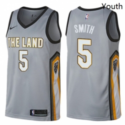 Youth Nike Cleveland Cavaliers 5 JR Smith Swingman Gray NBA Jersey City Edition