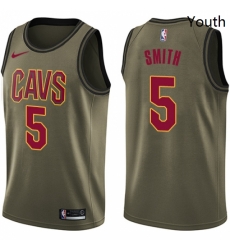 Youth Nike Cleveland Cavaliers 5 JR Smith Swingman Green Salute to Service NBA Jersey