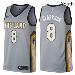 Youth Nike Cleveland Cavaliers 8 Jordan Clarkson Swingman Gray NBA Jersey City Edition 