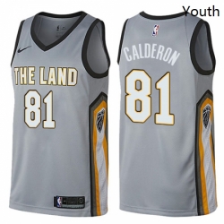 Youth Nike Cleveland Cavaliers 81 Jose Calderon Swingman Gray NBA Jersey City Edition 