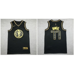 Mavericks 77 Luka Doncic Black Gold Nike Swingman Jersey