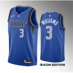 Men Dallas Mavericks 3 Grant Williams Blue Icon Edition Stitched Basketball Jersey