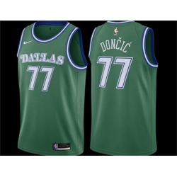 Men Dallas Mavericks 77 Luka Doncic Green Classic Edition Stitched Basketball Jersey