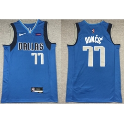 Men Dallas Mavericks Luka Doncic #77 75th Anniversary Swingman Blue Stitched Basketball Jersey