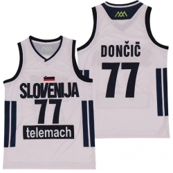 Men Mavericks 77 Luka Doncic Slovenija National Jersey White
