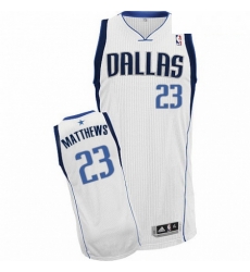 Mens Adidas Dallas Mavericks 23 Wesley Matthews Authentic White Home NBA Jersey