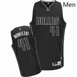 Mens Adidas Dallas Mavericks 41 Dirk Nowitzki Authentic BlackWhite Fashion NBA Jersey