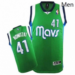 Mens Adidas Dallas Mavericks 41 Dirk Nowitzki Authentic Green NBA Jersey