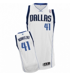 Mens Adidas Dallas Mavericks 41 Dirk Nowitzki Authentic White Home NBA Jersey