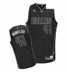 Mens Adidas Dallas Mavericks 41 Dirk Nowitzki Swingman BlackWhite Fashion NBA Jersey