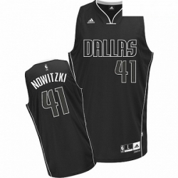Mens Adidas Dallas Mavericks 41 Dirk Nowitzki Swingman BlackWhite Fashion NBA Jersey