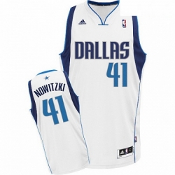 Mens Adidas Dallas Mavericks 41 Dirk Nowitzki Swingman White Home NBA Jersey