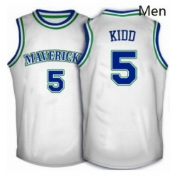 Mens Adidas Dallas Mavericks 5 Jason Kidd Authentic White Throwback NBA Jersey