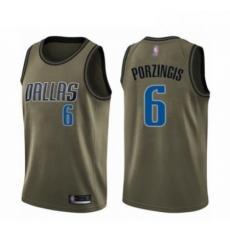 Mens Dallas Mavericks 6 Kristaps Porzingis Swingman Green Salute to Service Basketball Jersey 