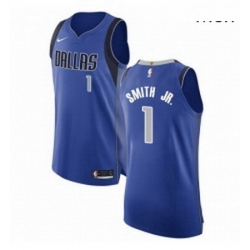 Mens Nike Dallas Mavericks 1 Dennis Smith Jr Authentic Royal Blue Road NBA Jersey Icon Edition