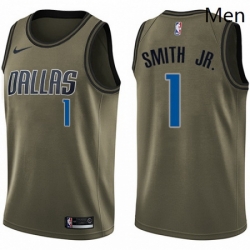 Mens Nike Dallas Mavericks 1 Dennis Smith Jr Swingman Green Salute to Service NBA Jersey