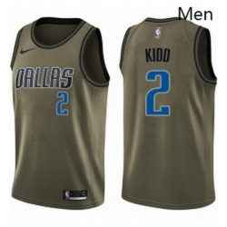 Mens Nike Dallas Mavericks 2 Jason Kidd Green Salute to Service NBA Swingman Jersey