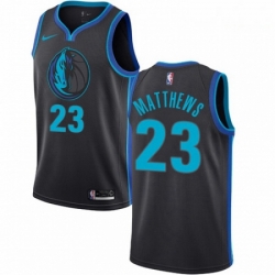 Mens Nike Dallas Mavericks 23 Wesley Matthews Swingman Charcoal NBA Jersey City Edition