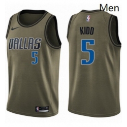 Mens Nike Dallas Mavericks 5 Jason Kidd Swingman Green Salute to Service NBA Jersey