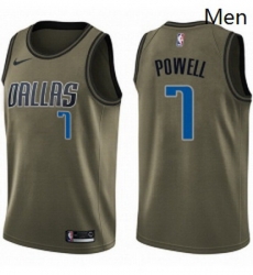 Mens Nike Dallas Mavericks 7 Dwight Powell Swingman Green Salute to Service NBA Jersey 