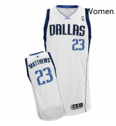 Womens Adidas Dallas Mavericks 23 Wesley Matthews Authentic White Home NBA Jersey