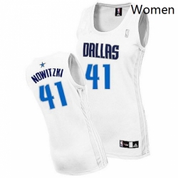 Womens Adidas Dallas Mavericks 41 Dirk Nowitzki Authentic White Home NBA Jersey