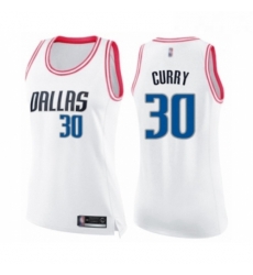 Womens Dallas Mavericks 30 Seth Curry Swingman White Pink Fashion Basketball Jerse 