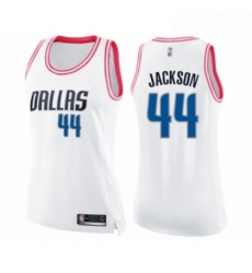 Womens Dallas Mavericks 44 Justin Jackson Swingman White Pink Fashion Basketball Jersey 