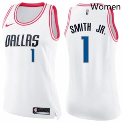 Womens Nike Dallas Mavericks 1 Dennis Smith Jr Swingman WhitePink Fashion NBA Jersey