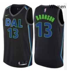 Womens Nike Dallas Mavericks 13 Jalen Brunson Swingman Black NBA Jersey City Edition 