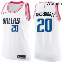 Womens Nike Dallas Mavericks 20 Doug McDermott Swingman WhitePink Fashion NBA Jersey 