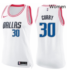 Womens Nike Dallas Mavericks 30 Seth Curry Swingman WhitePink Fashion NBA Jersey 