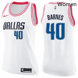 Womens Nike Dallas Mavericks 40 Harrison Barnes Swingman WhitePink Fashion NBA Jersey