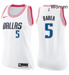 Womens Nike Dallas Mavericks 5 Jose Juan Barea Swingman WhitePink Fashion NBA Jersey