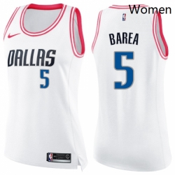 Womens Nike Dallas Mavericks 5 Jose Juan Barea Swingman WhitePink Fashion NBA Jersey