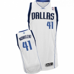 Youth Adidas Dallas Mavericks 41 Dirk Nowitzki Authentic White Home NBA Jersey