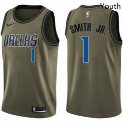 Youth Nike Dallas Mavericks 1 Dennis Smith Jr Swingman Green Salute to Service NBA Jersey