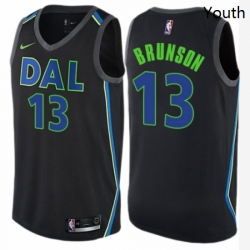 Youth Nike Dallas Mavericks 13 Jalen Brunson Swingman Black NBA Jersey City Edition 