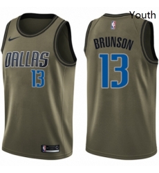 Youth Nike Dallas Mavericks 13 Jalen Brunson Swingman Green Salute to Service NBA Jersey 