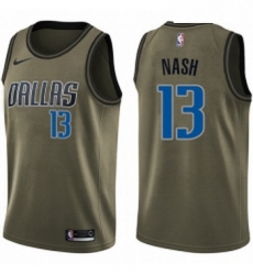 Youth Nike Dallas Mavericks 13 Steve Nash Swingman Green Salute to Service NBA Jersey