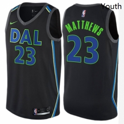 Youth Nike Dallas Mavericks 23 Wesley Matthews Swingman Black NBA Jersey City Edition