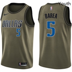 Youth Nike Dallas Mavericks 5 Jose Juan Barea Swingman Green Salute to Service NBA Jersey
