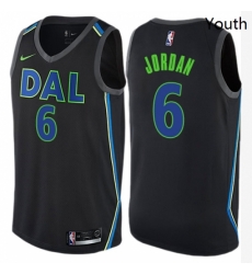 Youth Nike Dallas Mavericks 6 DeAndre Jordan Swingman Black NBA Jersey City Edition 