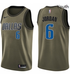Youth Nike Dallas Mavericks 6 DeAndre Jordan Swingman Green Salute to Service NBA Jersey 