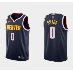 Men Denver Nuggets 0 Christian Braun 2022 Navy Icon Edition Stitched Jersey
